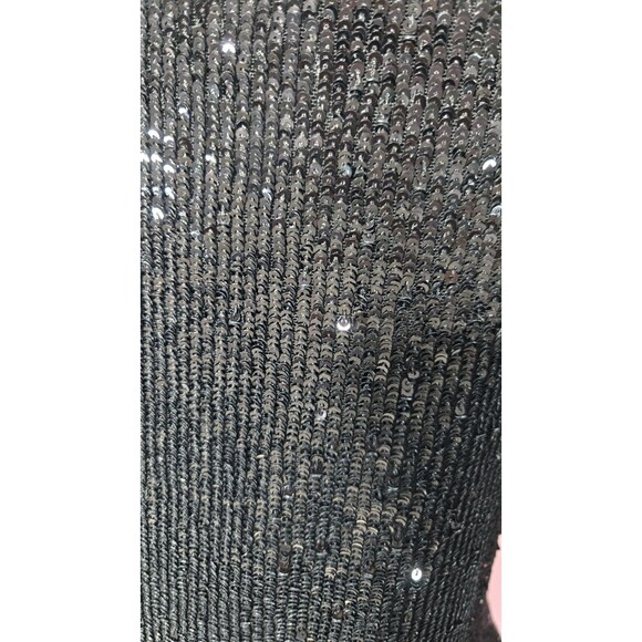 Express Black Sequin Rouched Stretch Evening Blouse Size Large - Picture 9 of 16